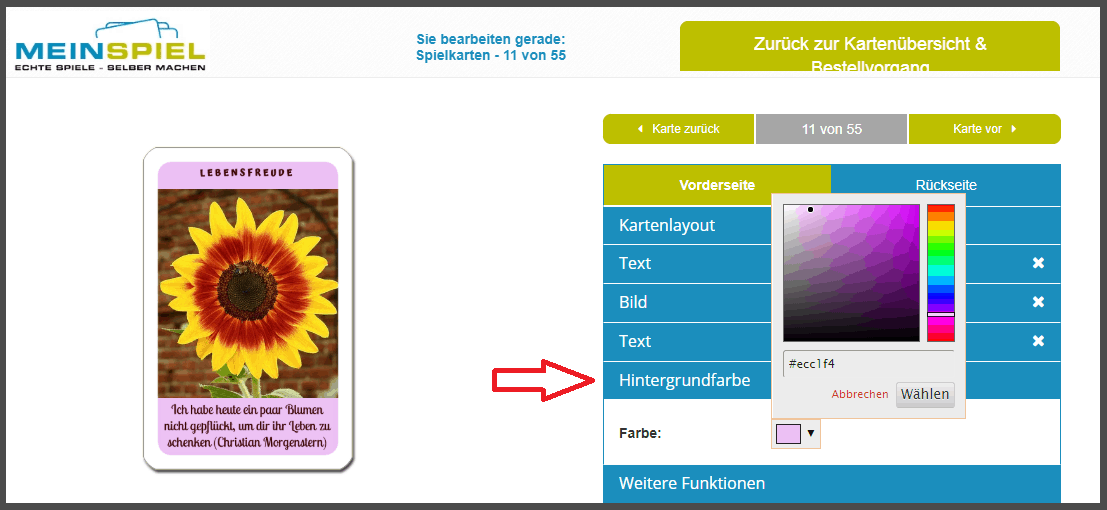 Hintergrundfarben gestalten